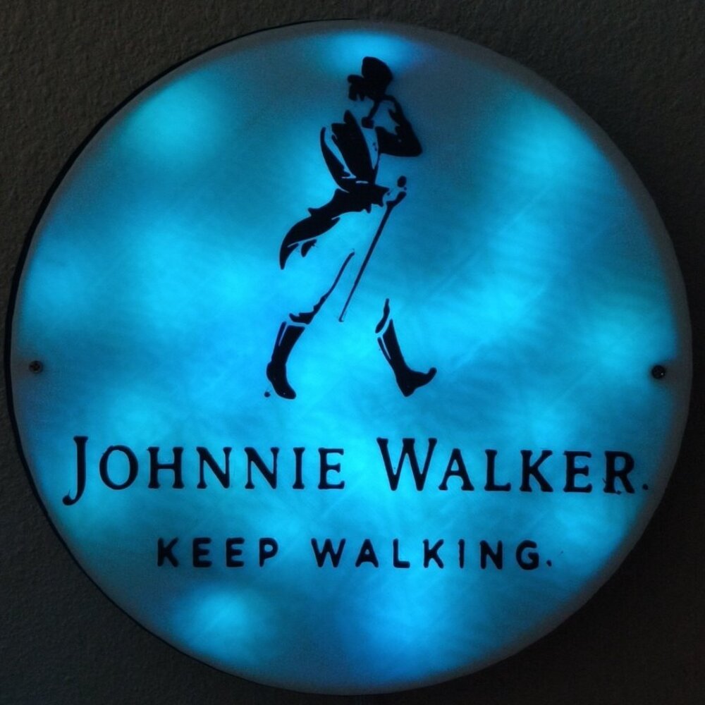 3D Printed Johnnie Walker RGB LED Lighted Bar Sign With Remote Control man cave